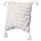 Deerlux 16" Handwoven Cotton Throw Pillow Cover with White Tufted Line Pattern and Tassel Corners, White QI004305.LN - alternate 1